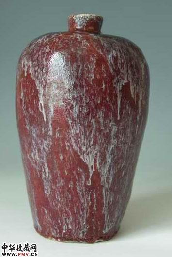 清代雍乾石湾窑窑变红釉梅瓶。非卖品