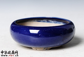 清末 霁蓝釉三足大笔洗