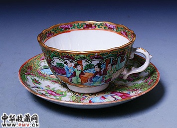 清光绪 广彩花蝶纹茶具一套