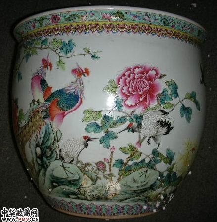 粉彩花鸟缸