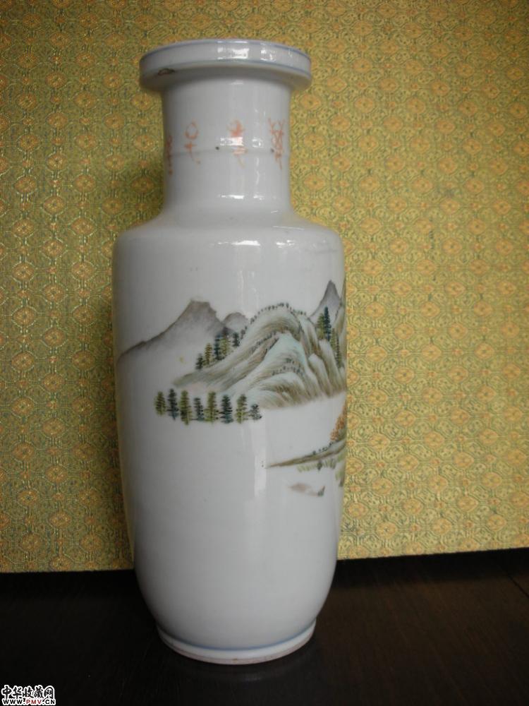 光绪名家余焕文浅绛棒槌瓶