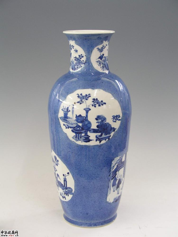 中国美術 青花 瓶人物花鳥紋 瓶 高31cm 希少 (LC138) 清康熙洒蓝地开光青花花鸟人物瓶藏家展厅收藏资讯|艺术家|书画家|书画