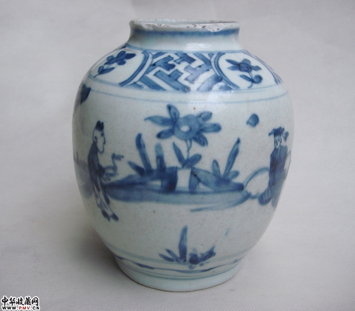 明万历王羲之爱鹅青花罐