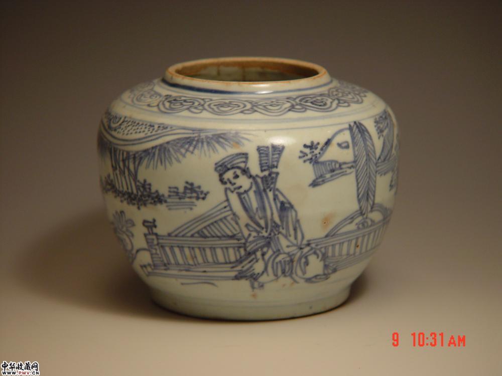 明万历青花高士图围棋罐