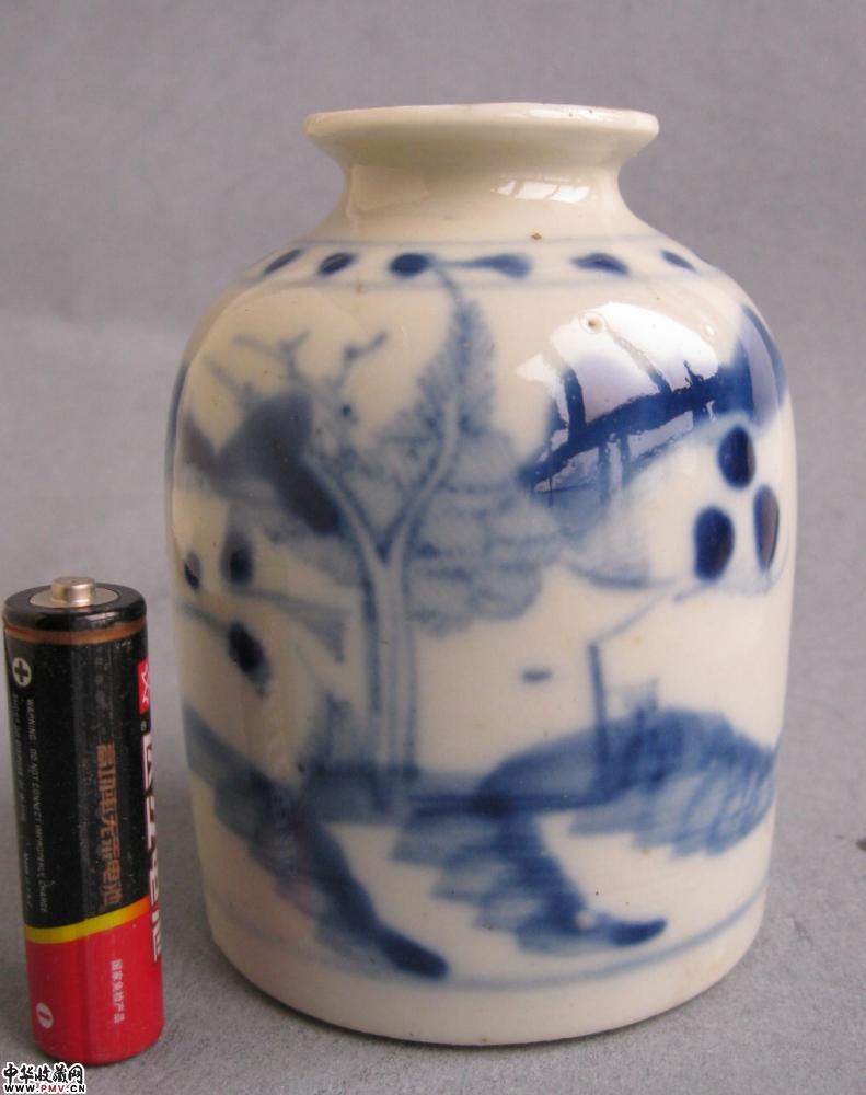 清光绪青花山水纹大号水盂