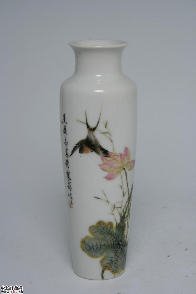 民国景德镇窑粉彩花鸟纹筒瓶