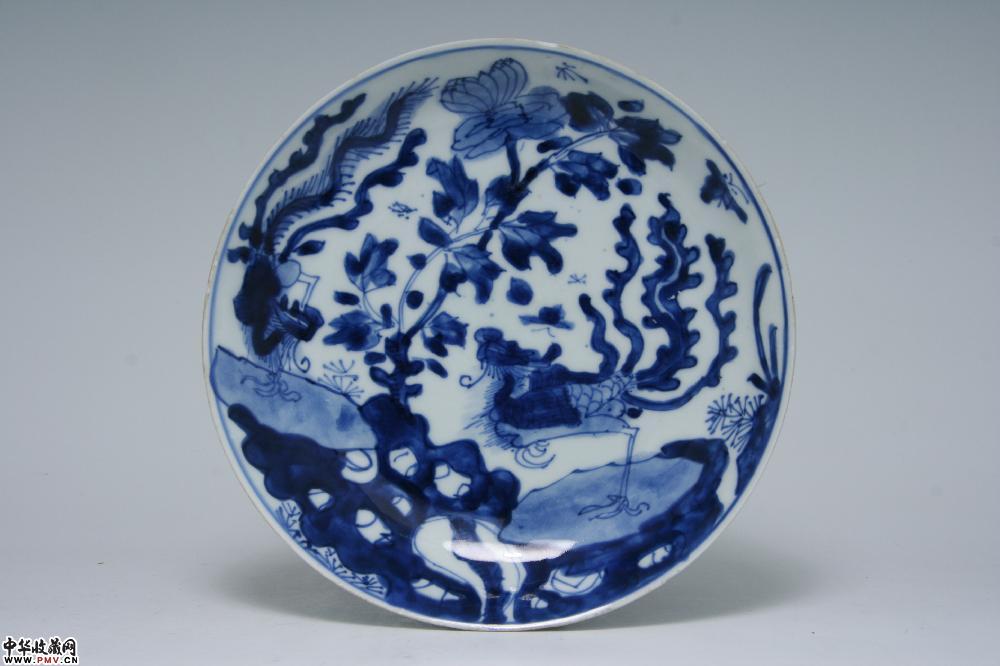 清康熙景德镇窑青花双凤纹盘