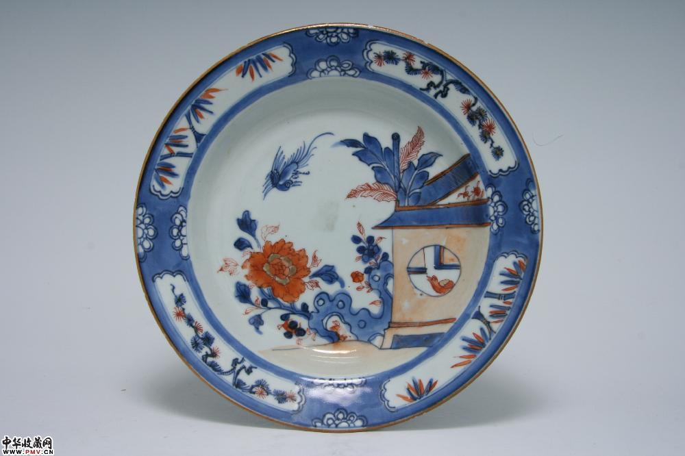 清乾隆景德镇窑五彩花鸟纹盘