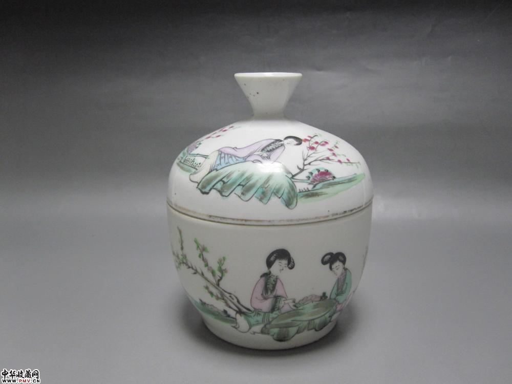 民国粉彩人物图盖罐【已售】