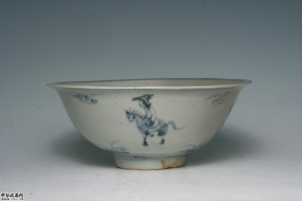 明弘治景德镇窑青花骑驴纹碗