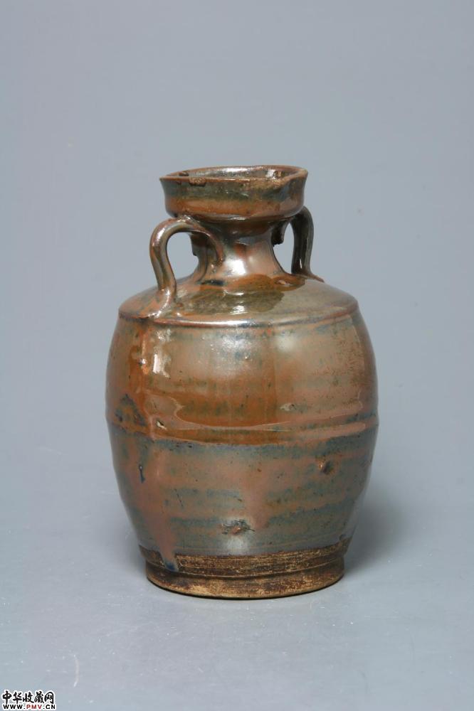 清晚期酱釉双系壶