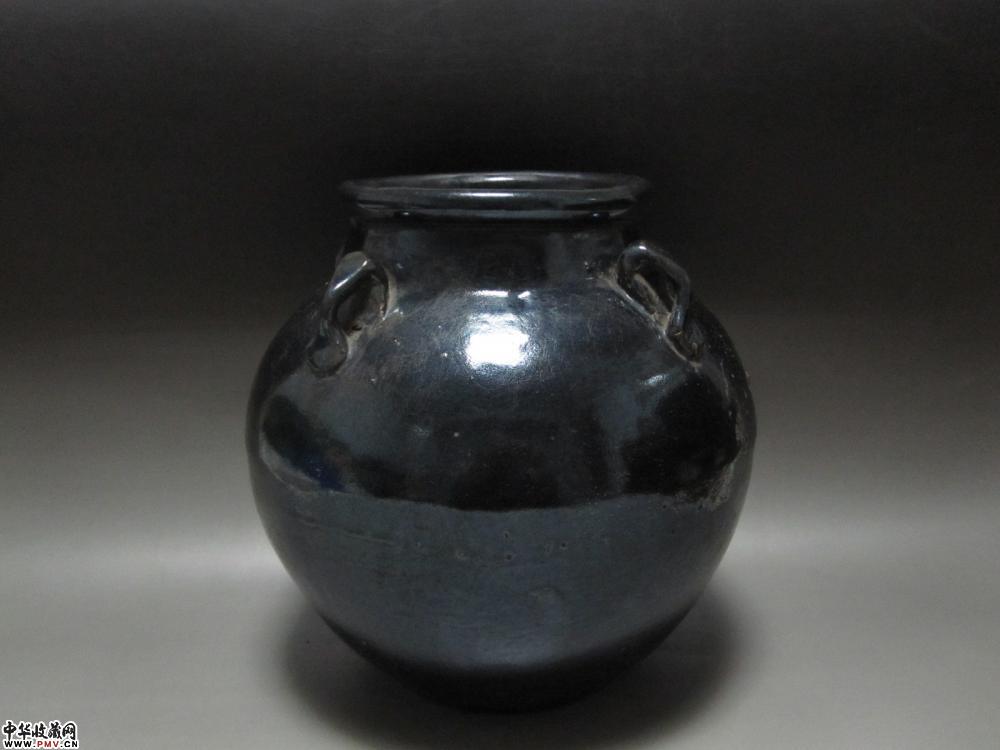 清代黑釉四系大罐