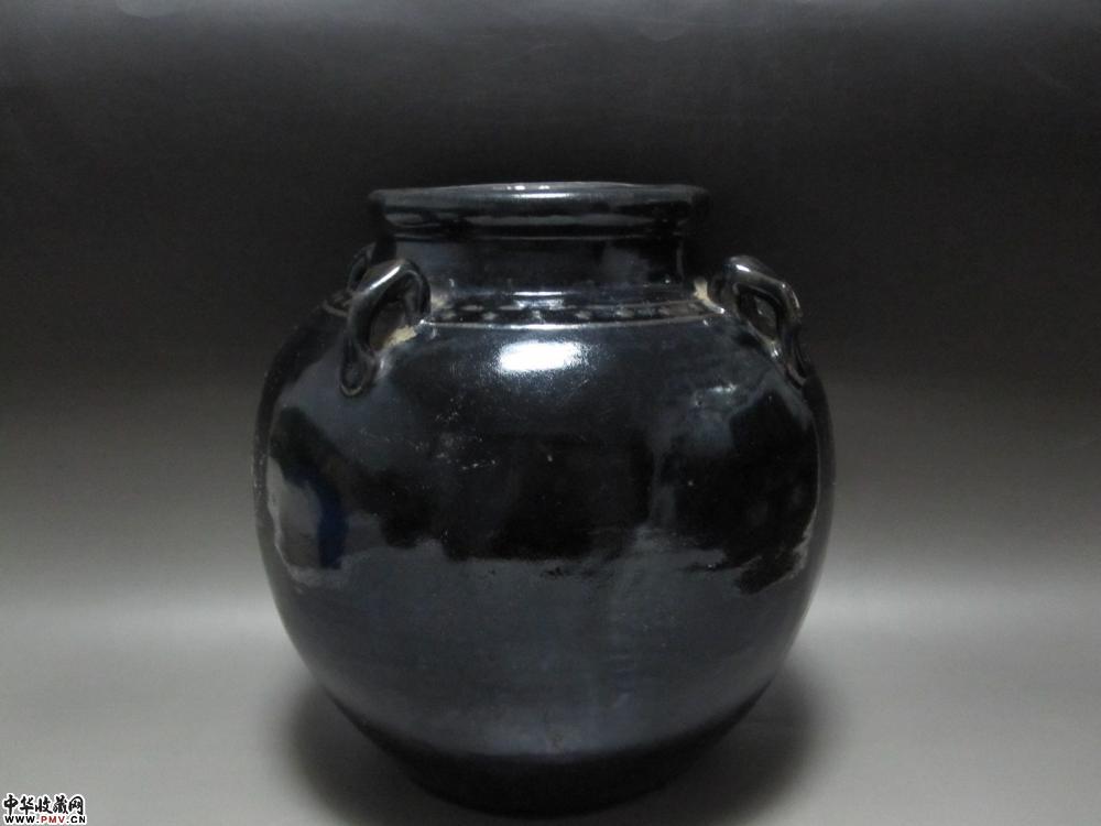 清代黑釉四系大罐《已售》