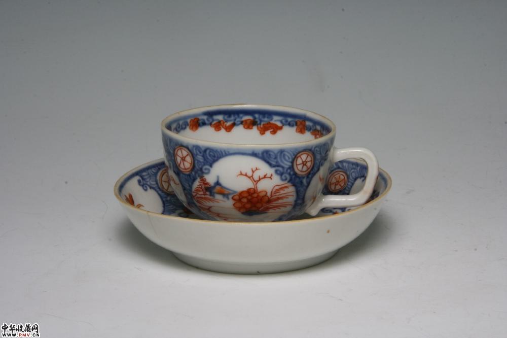 清乾隆景德镇窑青花五彩山水花卉纹杯碟（一套）