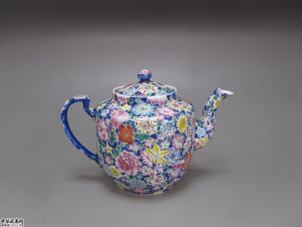 e民国蓝底百花茶壶 e民国蓝底百花茶壶