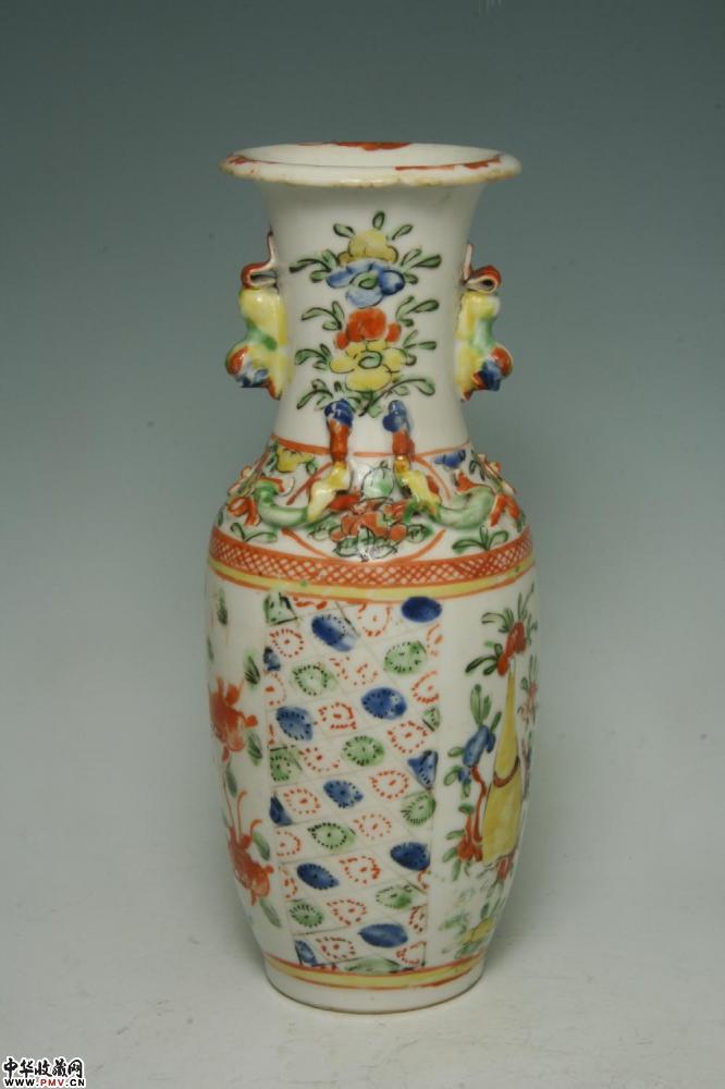 民国景德镇窑五彩狮耳瓶