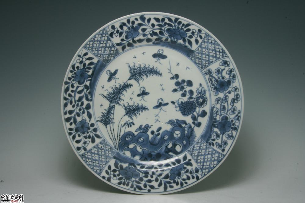 清康熙景德镇窑青花花鸟纹盘