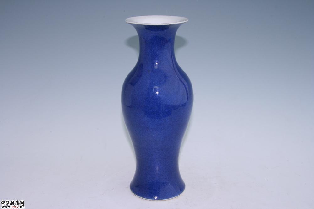 清光绪景德镇窑洒蓝釉观音瓶