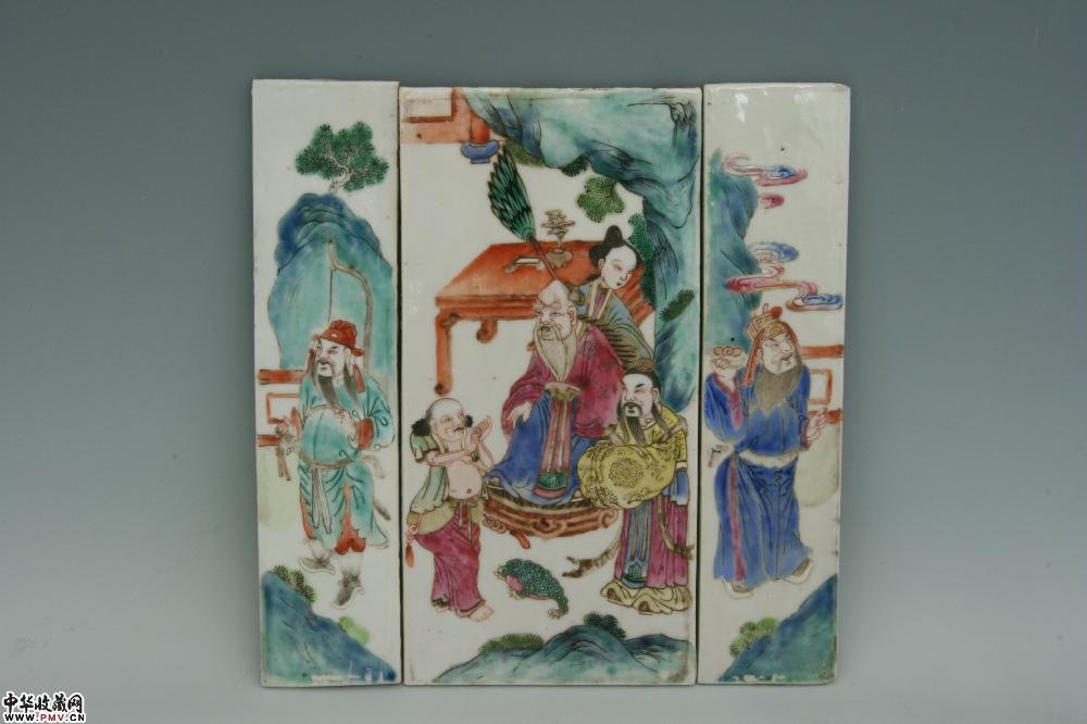 清同治景德镇窑粉彩祝寿纹瓷板（一套）