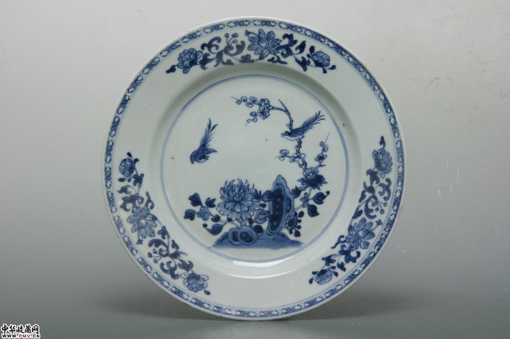 清康熙景德镇窑青花花鸟纹盘