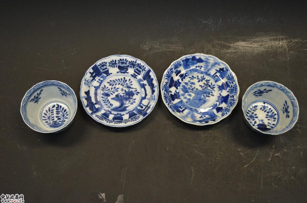 清青花花卉杯（一套四件）