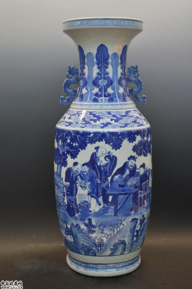 清中期青花高士人物瓶