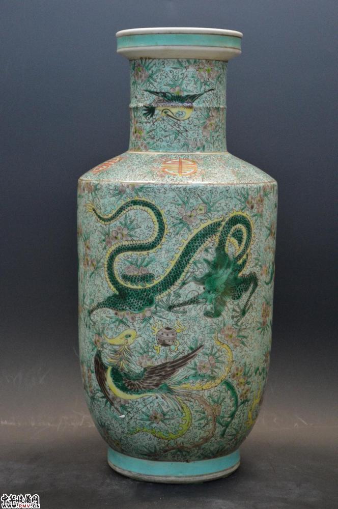 清光绪五彩龙凤纹瓶
