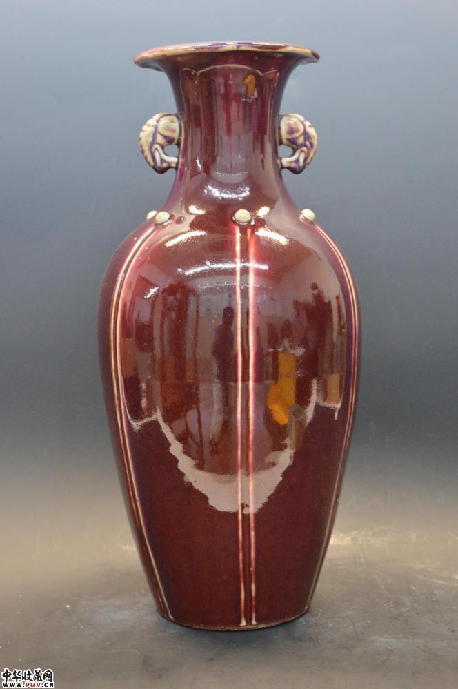 清中期窑变釉象耳瓶