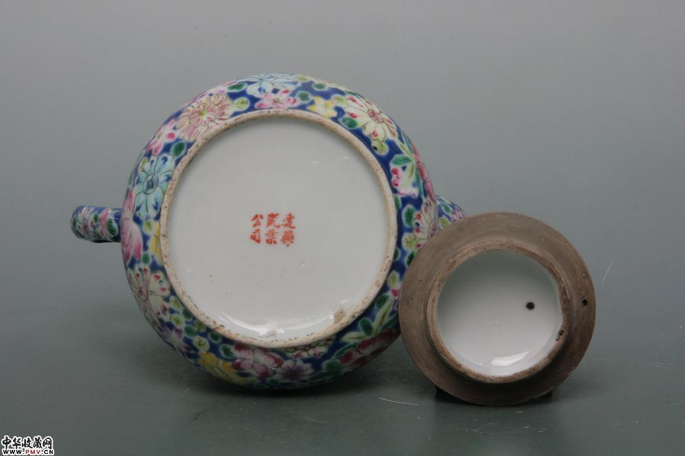 民国景德镇窑粉彩百花不露地茶壶藏家展厅收藏资讯|艺术家|书画家|书画