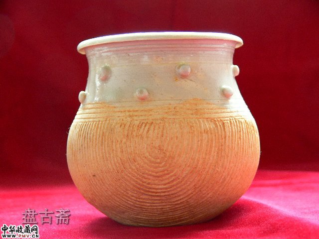 宋清白乳钉柳斗纹罐