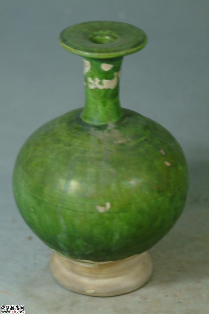 唐绿釉盘口瓶