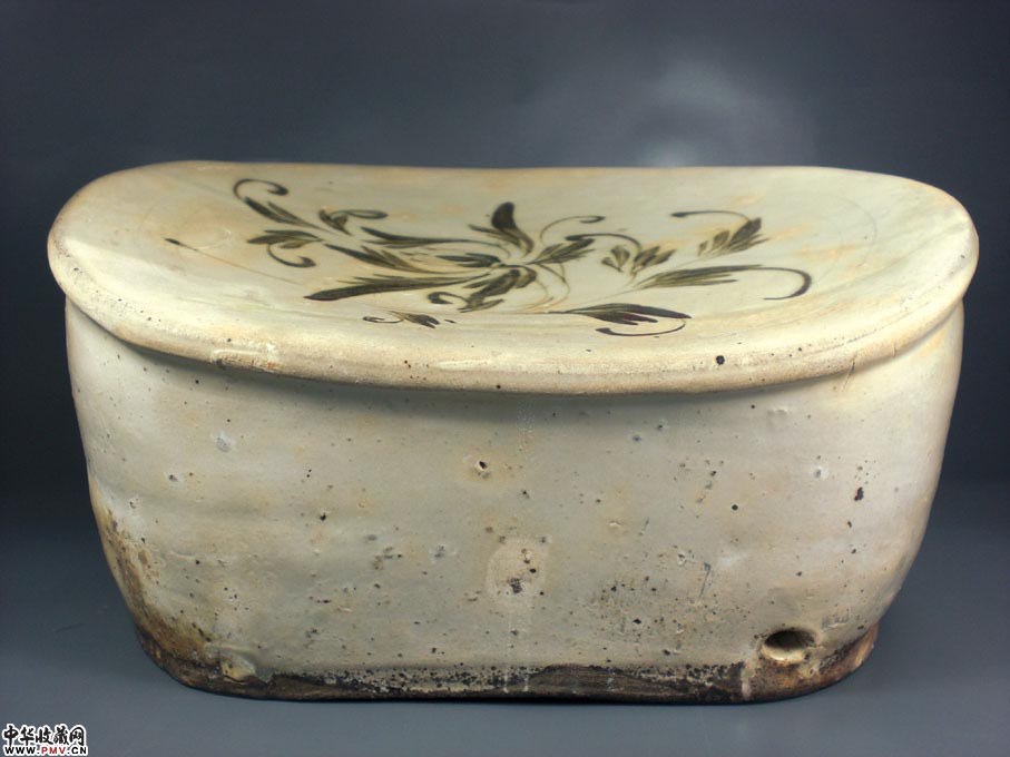 宋介休窑白底黑花瓷枕