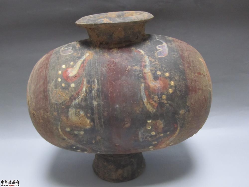 《精品》秦汉彩绘老虎头茧型彩陶壶《1》《已售》 《精品》秦汉彩绘老虎头茧型彩陶壶《1》《已售》