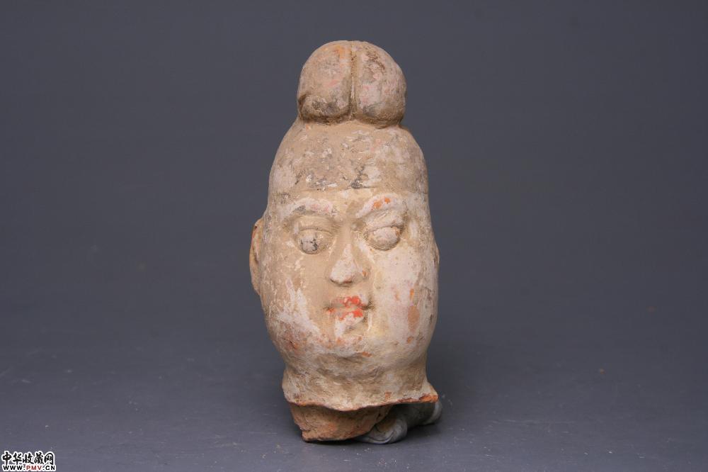 唐彩绘人物陶俑头部