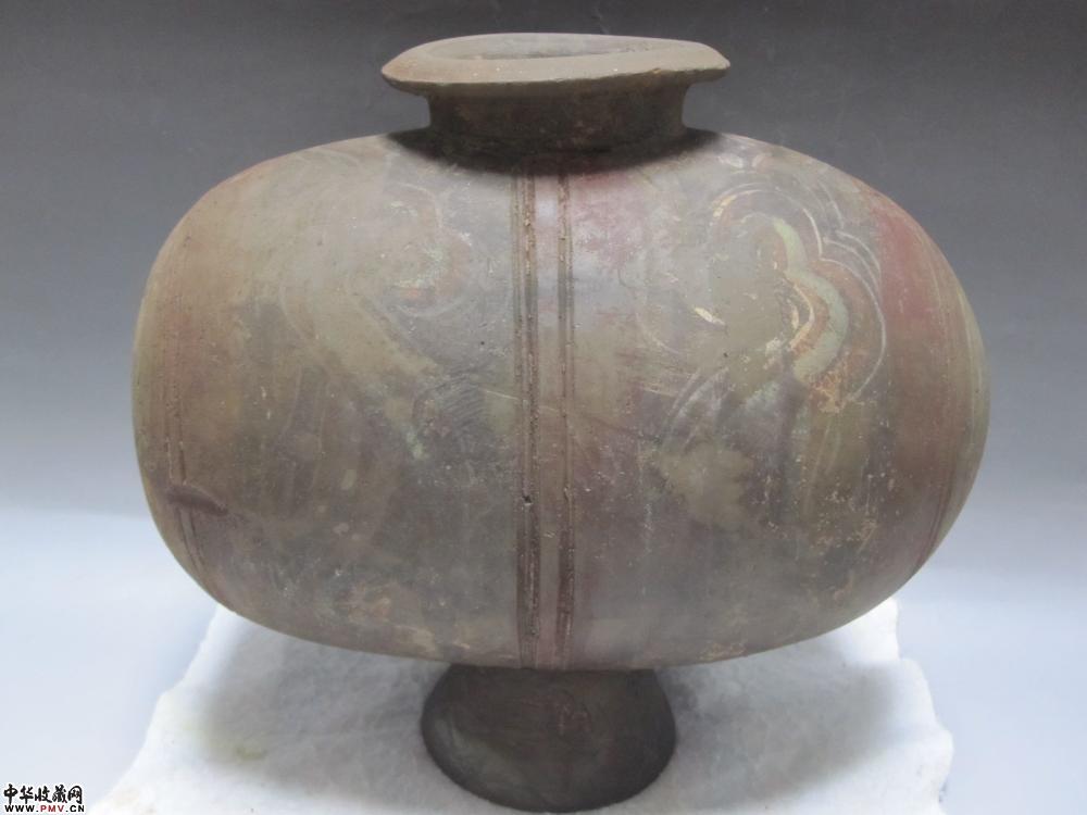 秦汉彩绘茧型陶壶《已售》