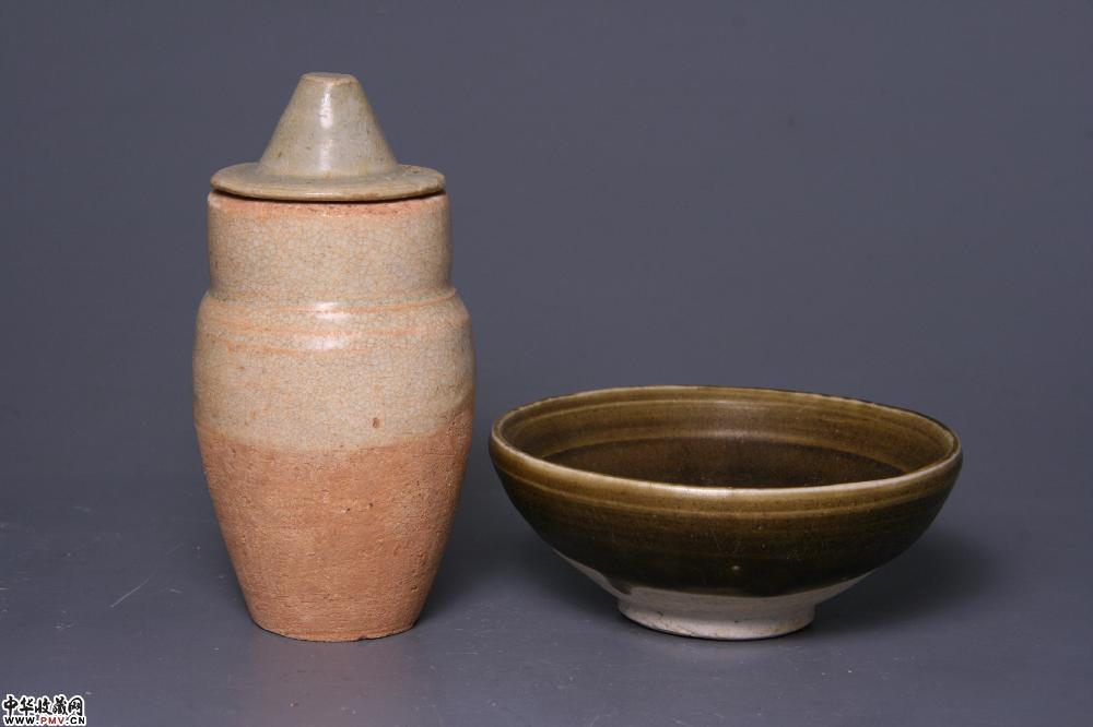 青白釉小盖罐及黑芝麻点茶盏