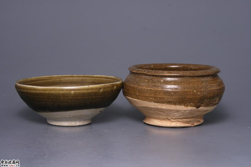 黑芝麻点茶盏及酱釉小罐