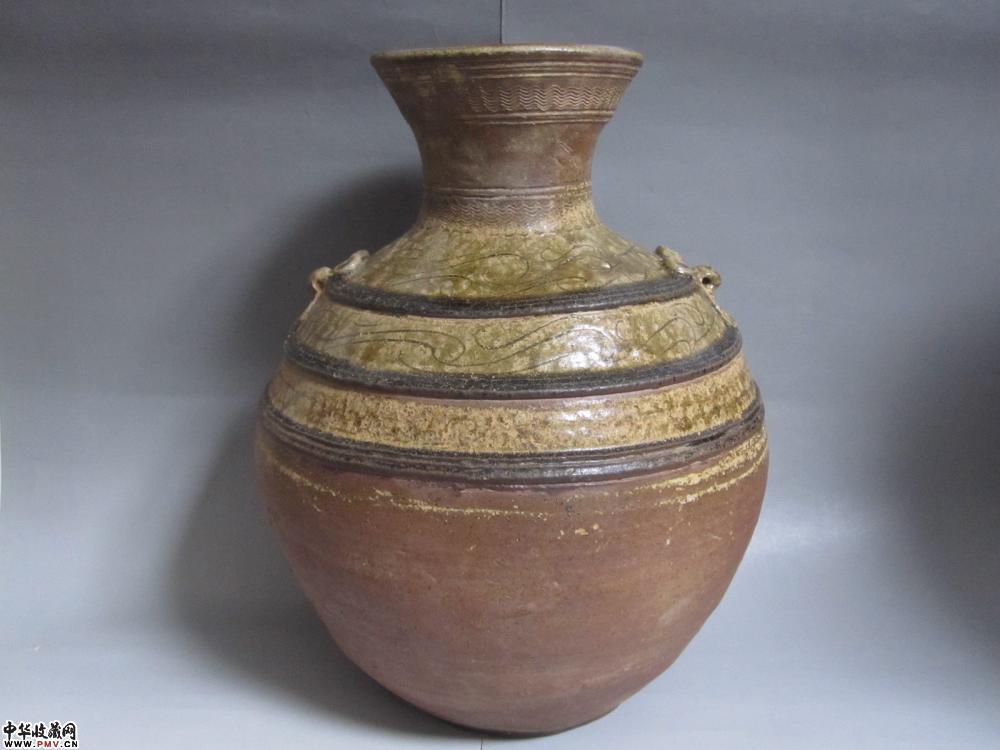 汉代青釉鸟草大玄纹双铺手壶《8》《已售》