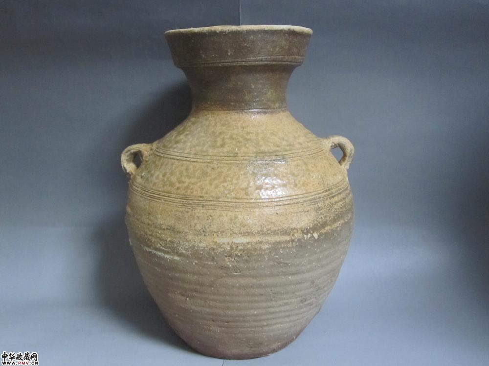 汉代青釉玄纹双系盘口壶《2》