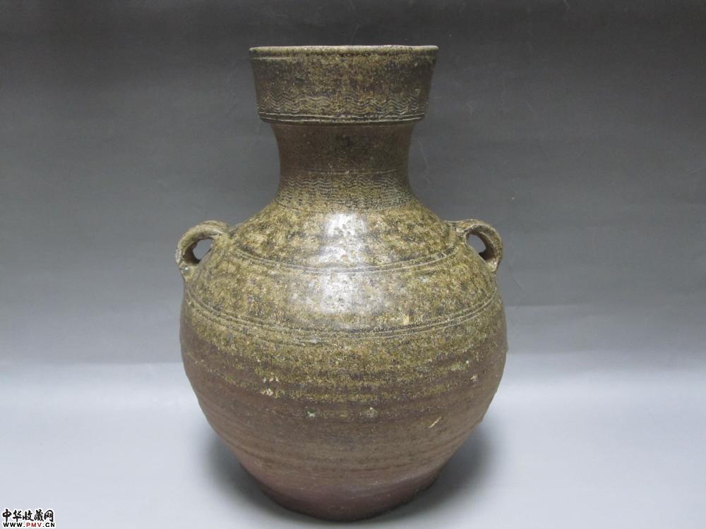汉代玄纹盘口双系壶《3》《已售》
