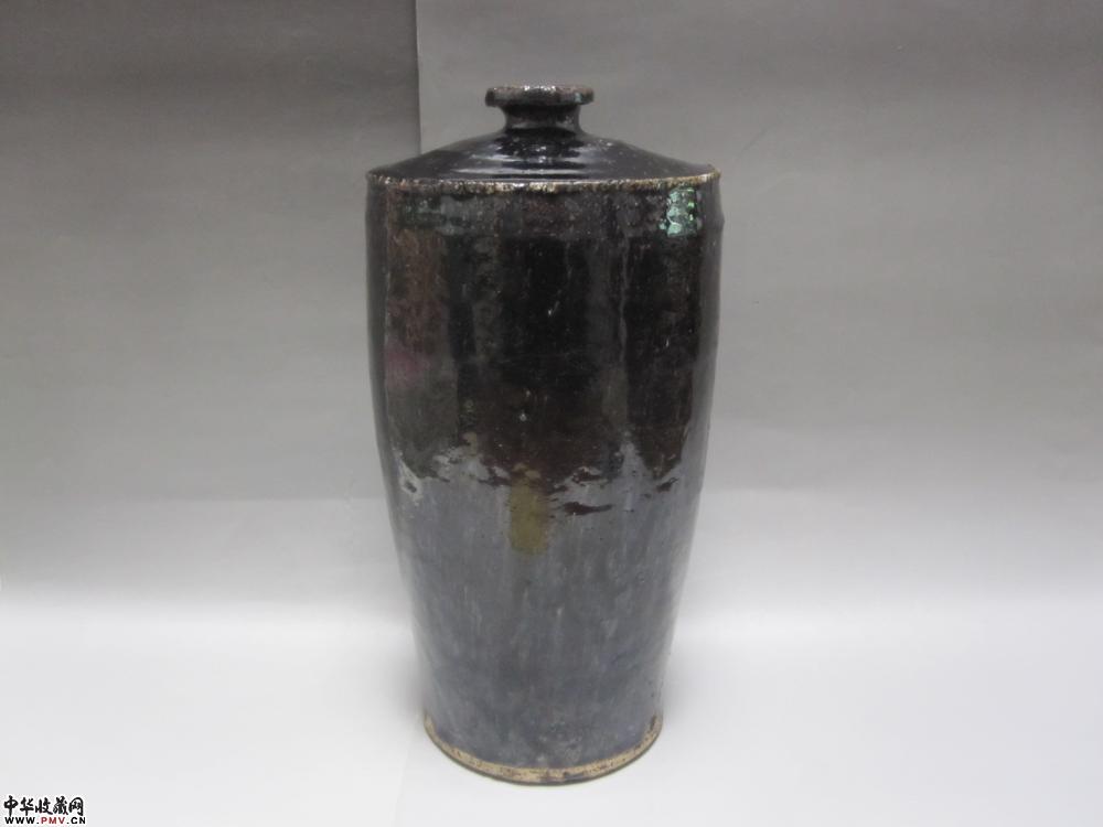 元代耀州窑系窑变黑油丰肩梅瓶《已售》 元代耀州窑系窑变黑油丰肩梅瓶《已售》
