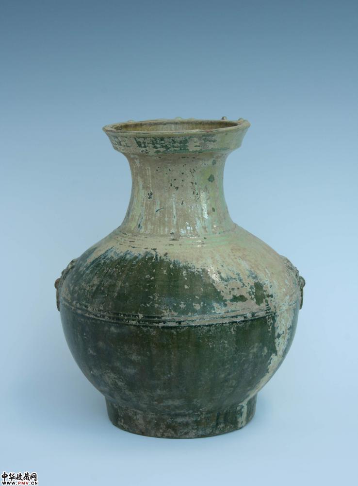 汉代绿釉铺首壶