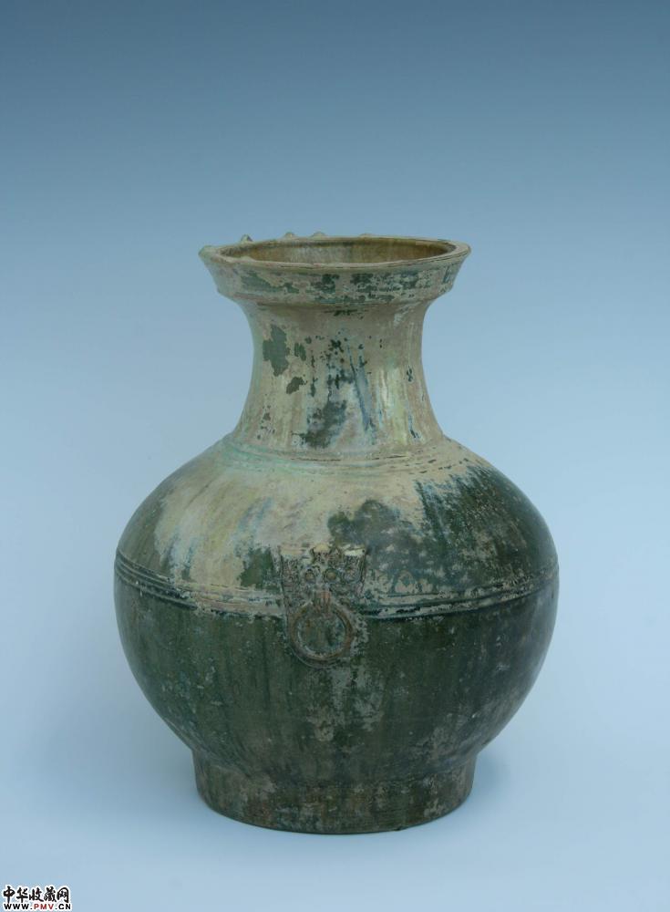 汉代绿釉铺首壶