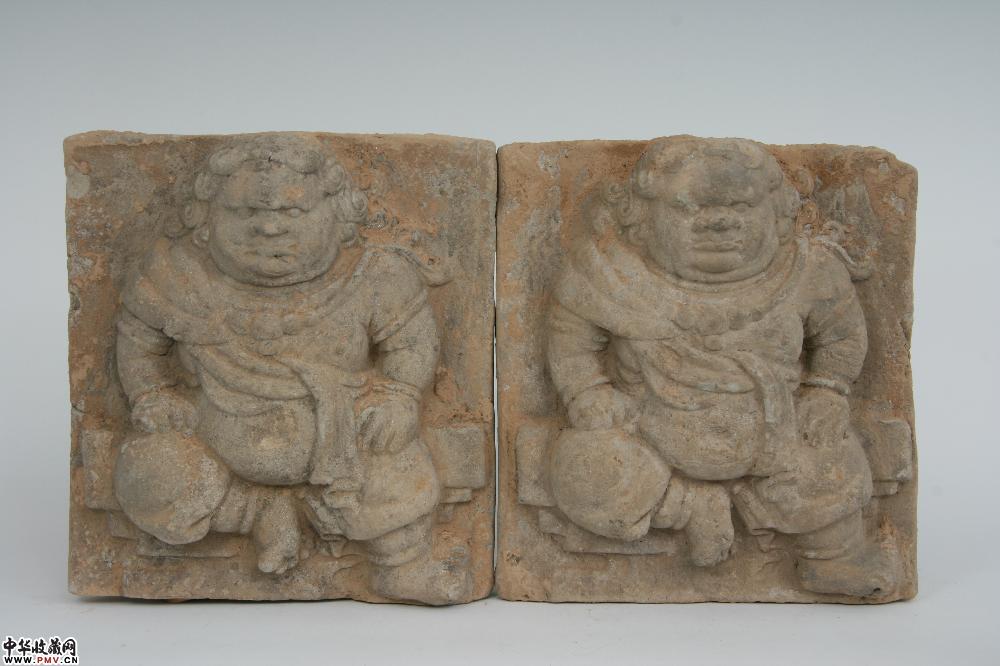 金代高浮雕力士砖（2块）