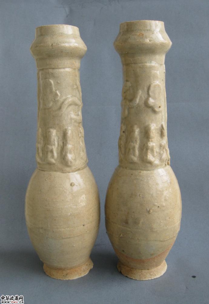 宋青白釉魂瓶一对