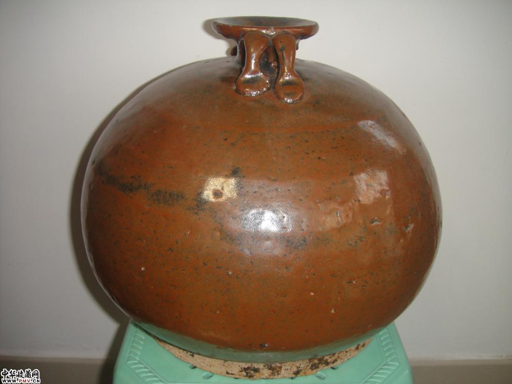 金元磁州窑紫金釉双系嘟噜壶