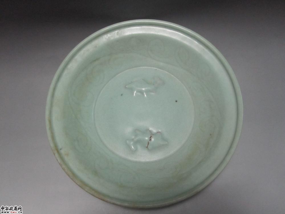 明代龙泉窑粉青釉刻花双鱼大盘【已售】