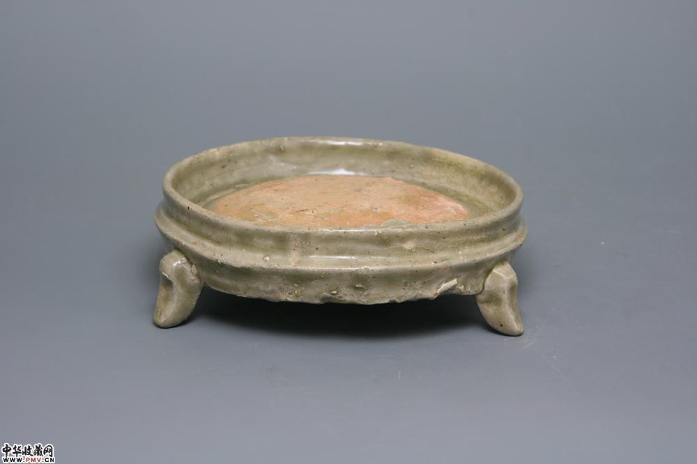 晋越窑青釉三足砚