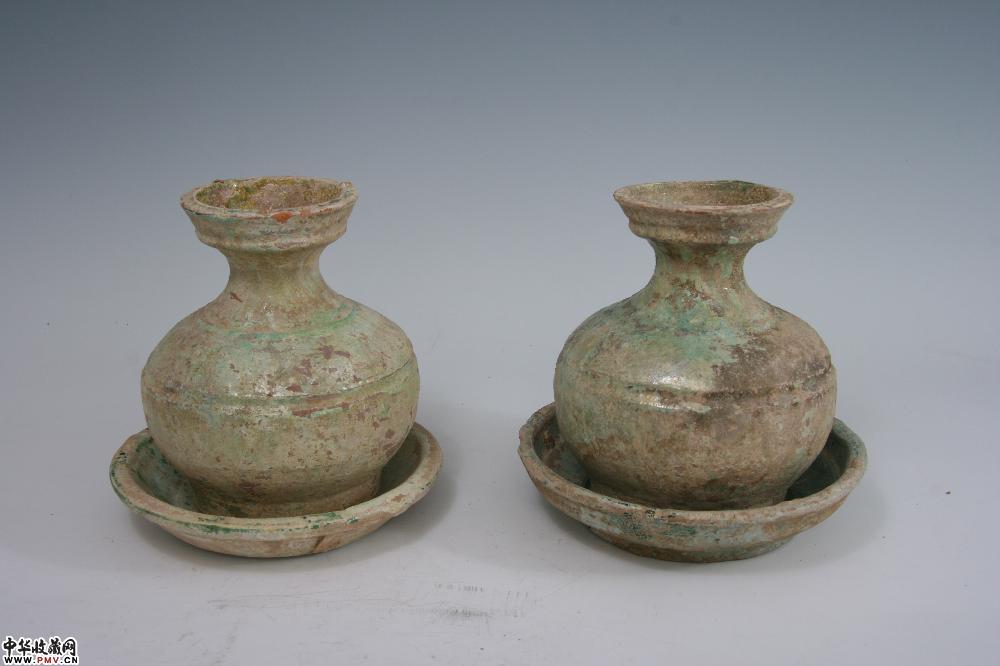 汉绿釉托盘（一对）