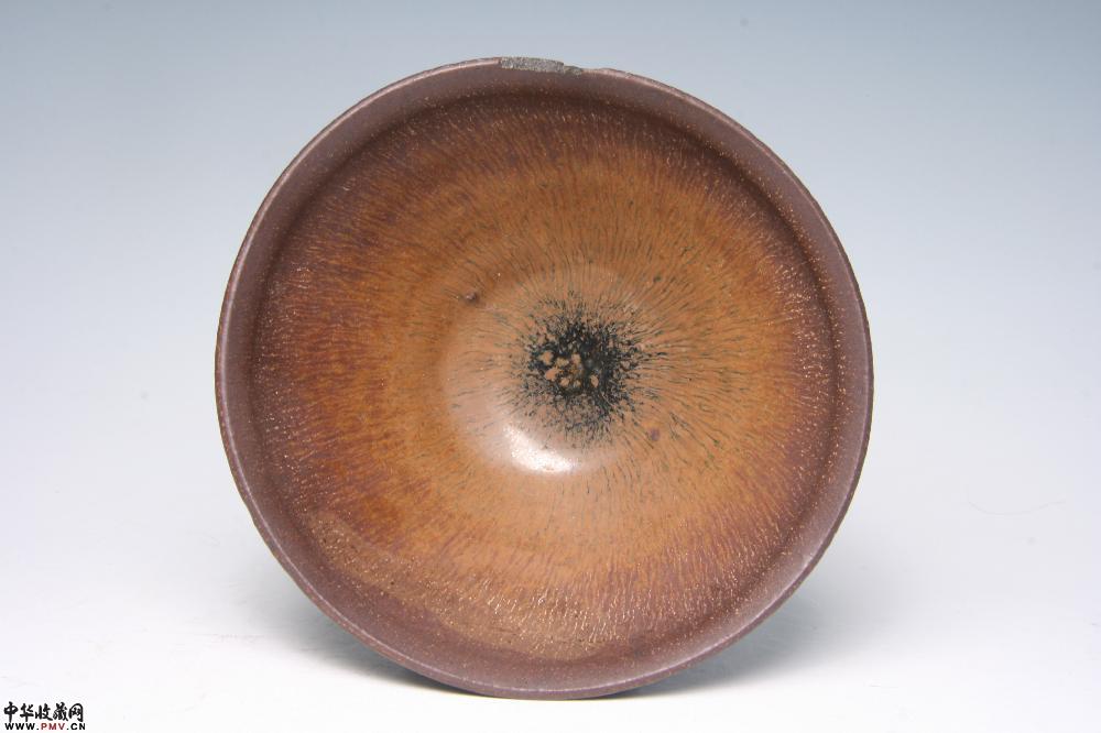 宋 建窑柿红釉束口盏